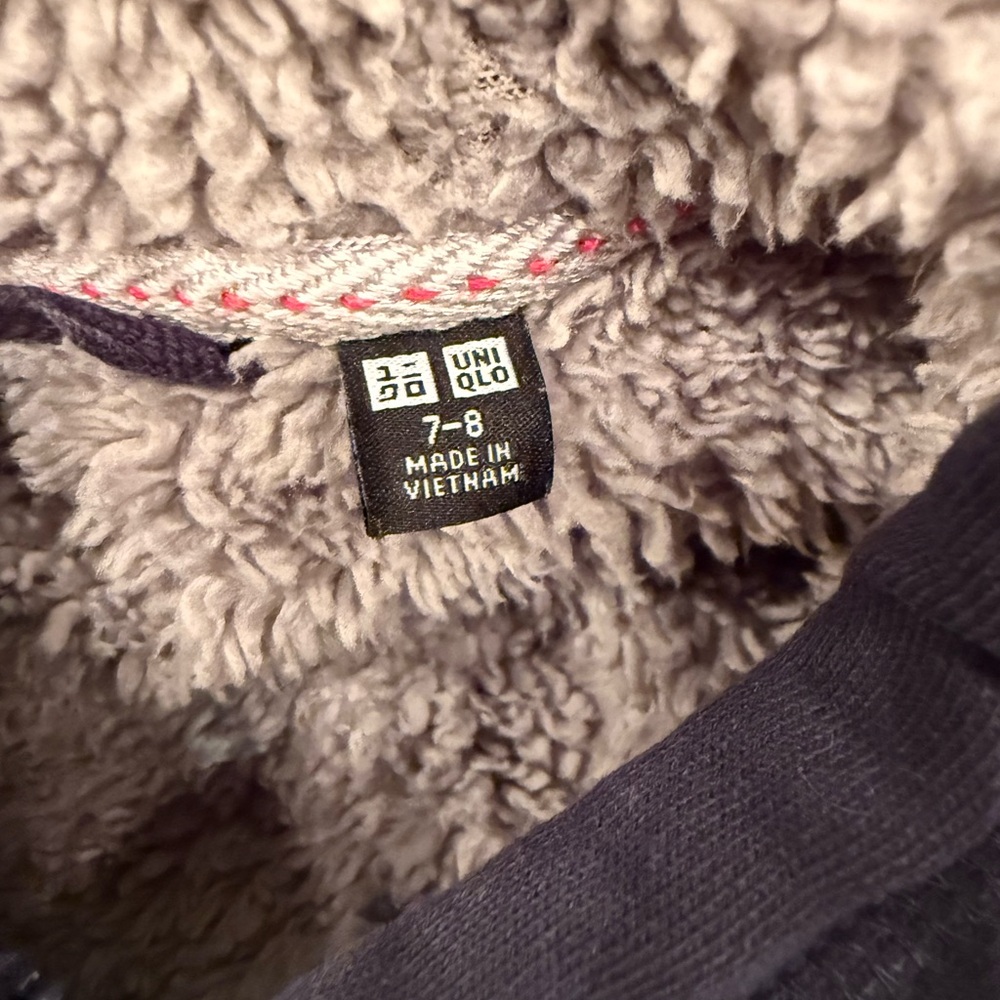 Casual Navy Kids Cotton Spring Jacket with fleece hood. Size 8 - Picture 2 of 2